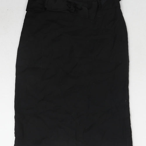 Monsoon Womens Black Polyester A-Line Skirt Size 8 Zip - Belt included