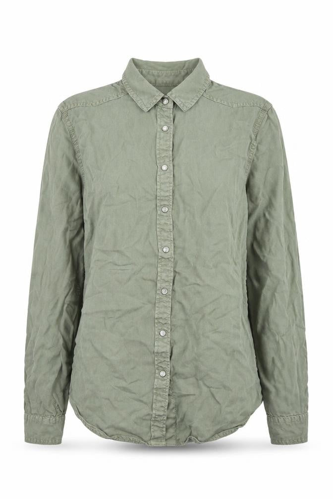 Marks & Spencer Womens Green Lyocell Basic Button-Up Size 8 Collared