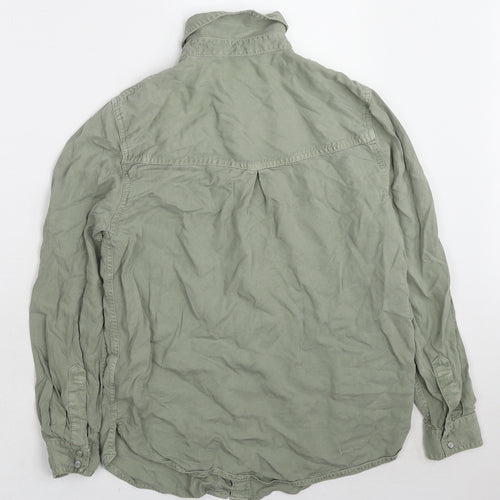 Marks and Spencer Womens Green Lyocell Basic Button-Up Size 8 Collared