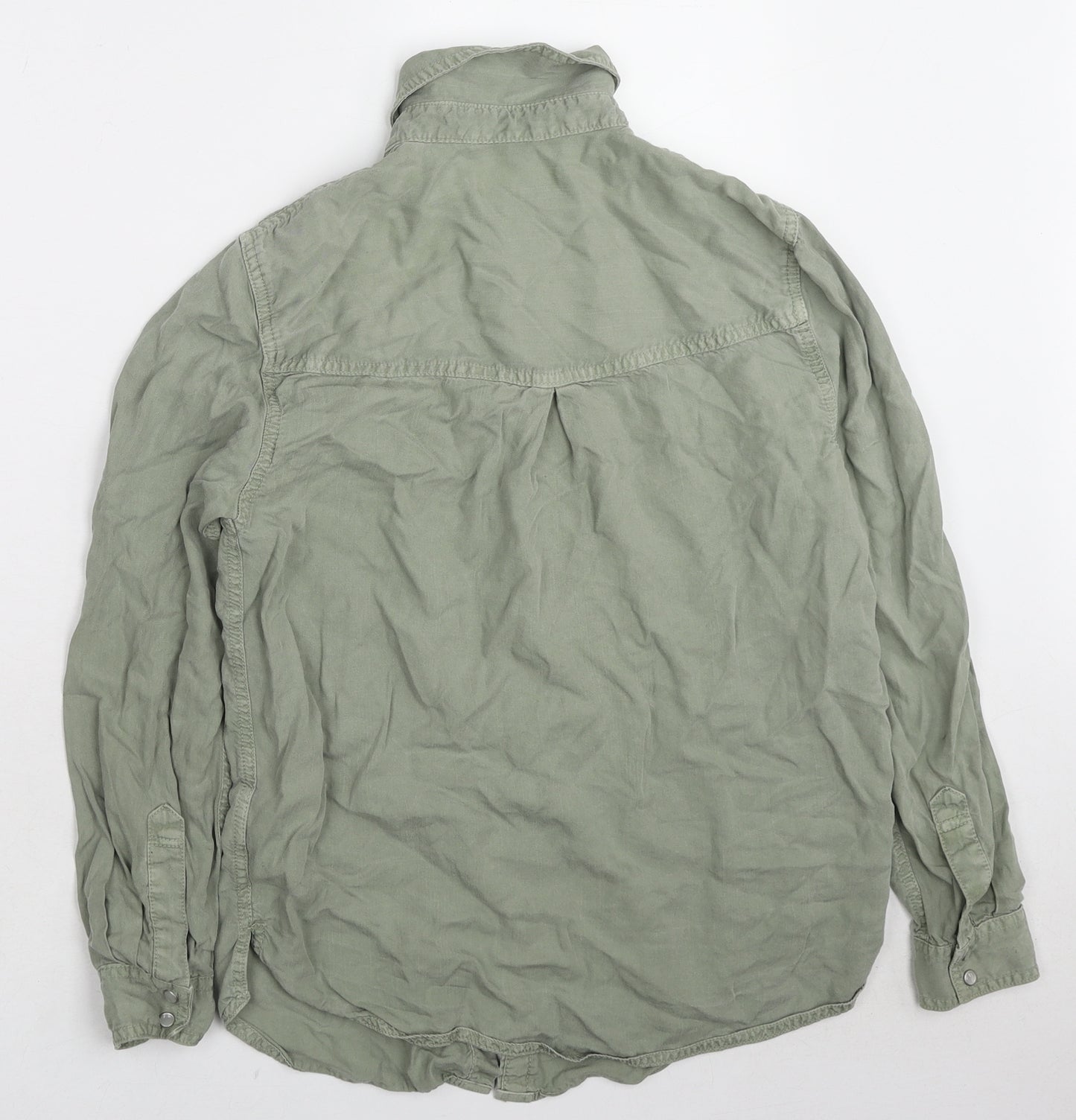 Marks and Spencer Womens Green Lyocell Basic Button-Up Size 8 Collared