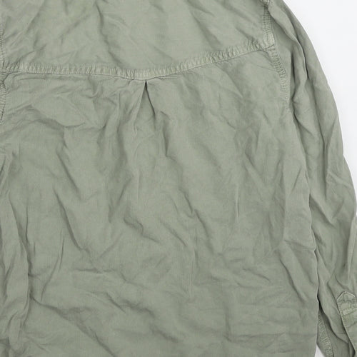 Marks and Spencer Womens Green Lyocell Basic Button-Up Size 8 Collared