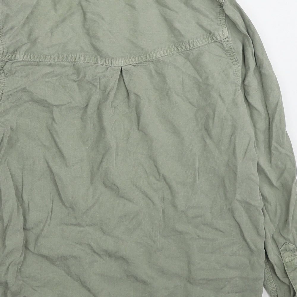 Marks and Spencer Womens Green Lyocell Basic Button-Up Size 8 Collared