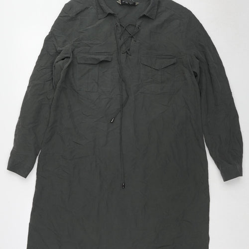 Principles Womens Green Modal Tunic Blouse Size 16 Collared