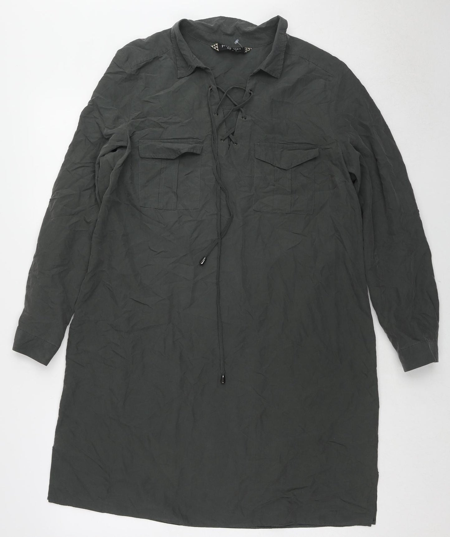 Principles Womens Green Modal Tunic Blouse Size 16 Collared