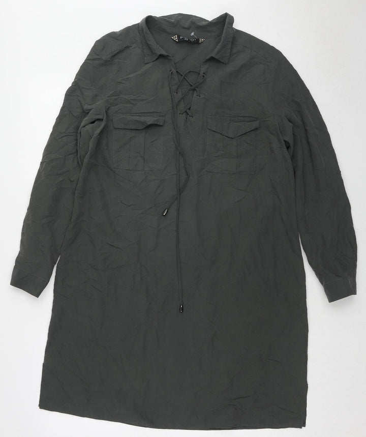 Principles Womens Green Modal Tunic Blouse Size 16 Collared