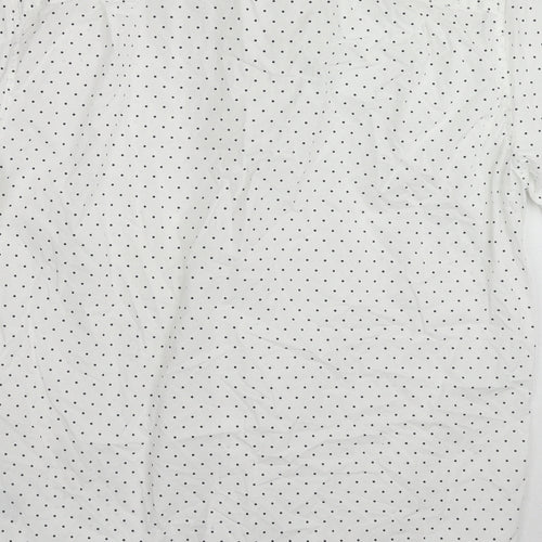 Uniqlo Mens White Polka Dot Cotton Button-Up Size M Collared Button