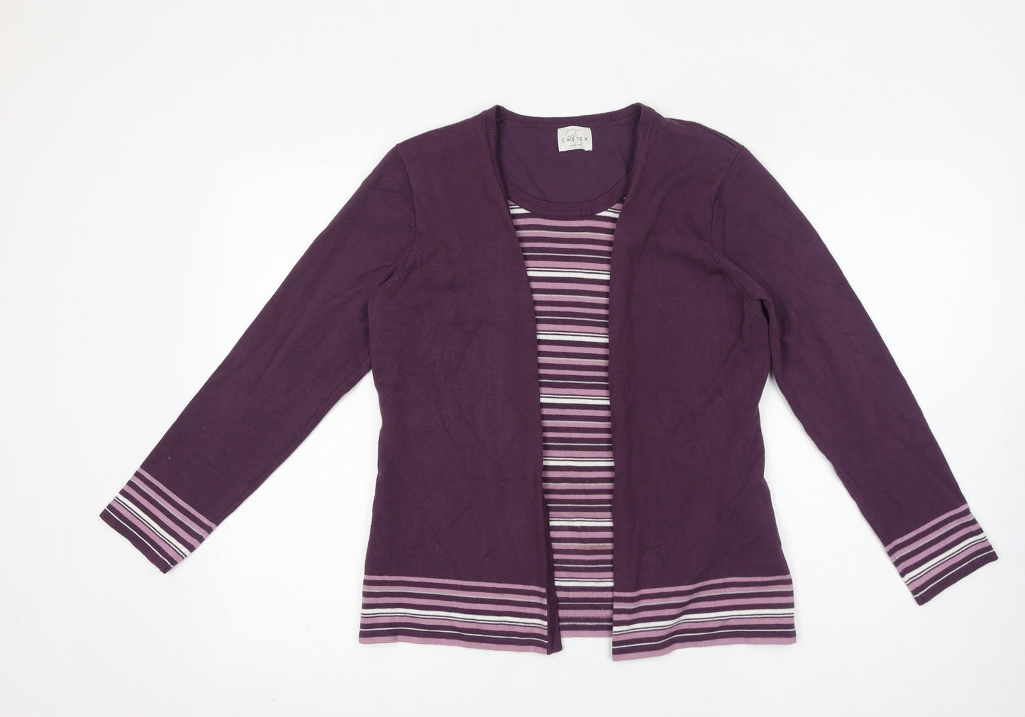 Eastex Womens Purple Round Neck Viscose Pullover Jumper Size 10 Pullover - Stripe