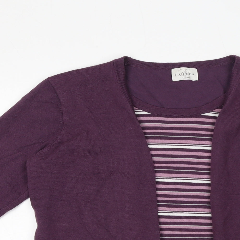Eastex Womens Purple Round Neck Viscose Pullover Jumper Size 10 Pullover - Stripe