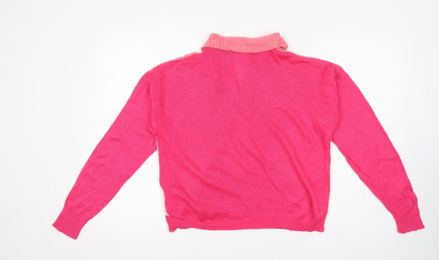 Brave Soul Womens Pink Collared Argyle/Diamond Acrylic Pullover Jumper Size S