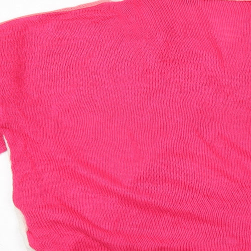 Brave Soul Womens Pink Collared Argyle/Diamond Acrylic Pullover Jumper Size S