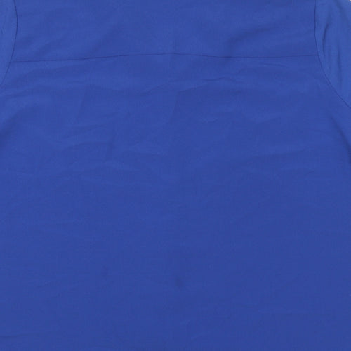 Classic Womens Blue Polyester Basic Button-Up Size 16 Collared