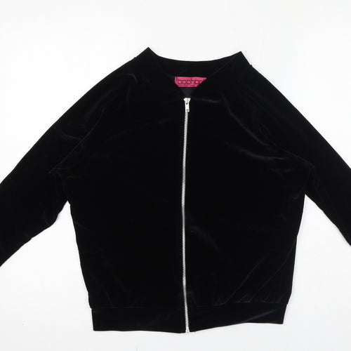 Boohoo Womens Black Polyester Full Zip Sweatshirt Size 10 Zip