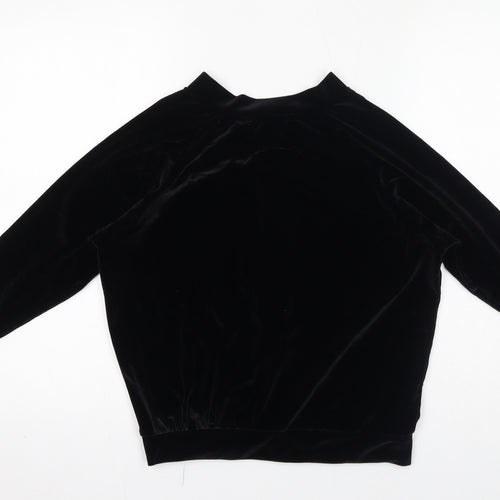 Boohoo Womens Black Polyester Full Zip Sweatshirt Size 10 Zip