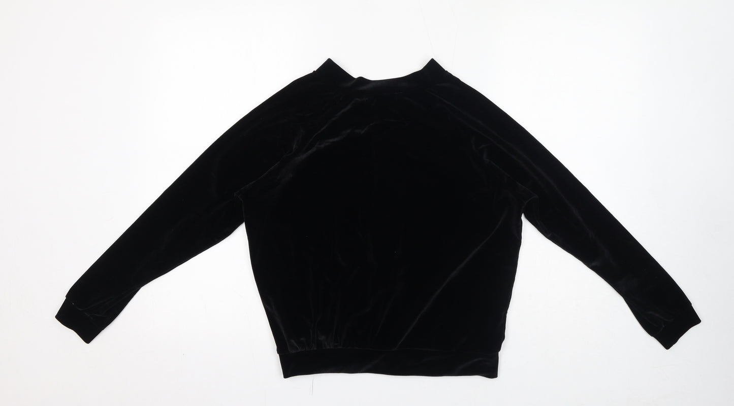 Boohoo Womens Black Polyester Full Zip Sweatshirt Size 10 Zip