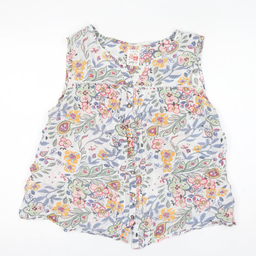 MANTARAY PRODUCTS Womens Multicoloured Floral 100% Cotton Basic Tank Size 18 V-Neck