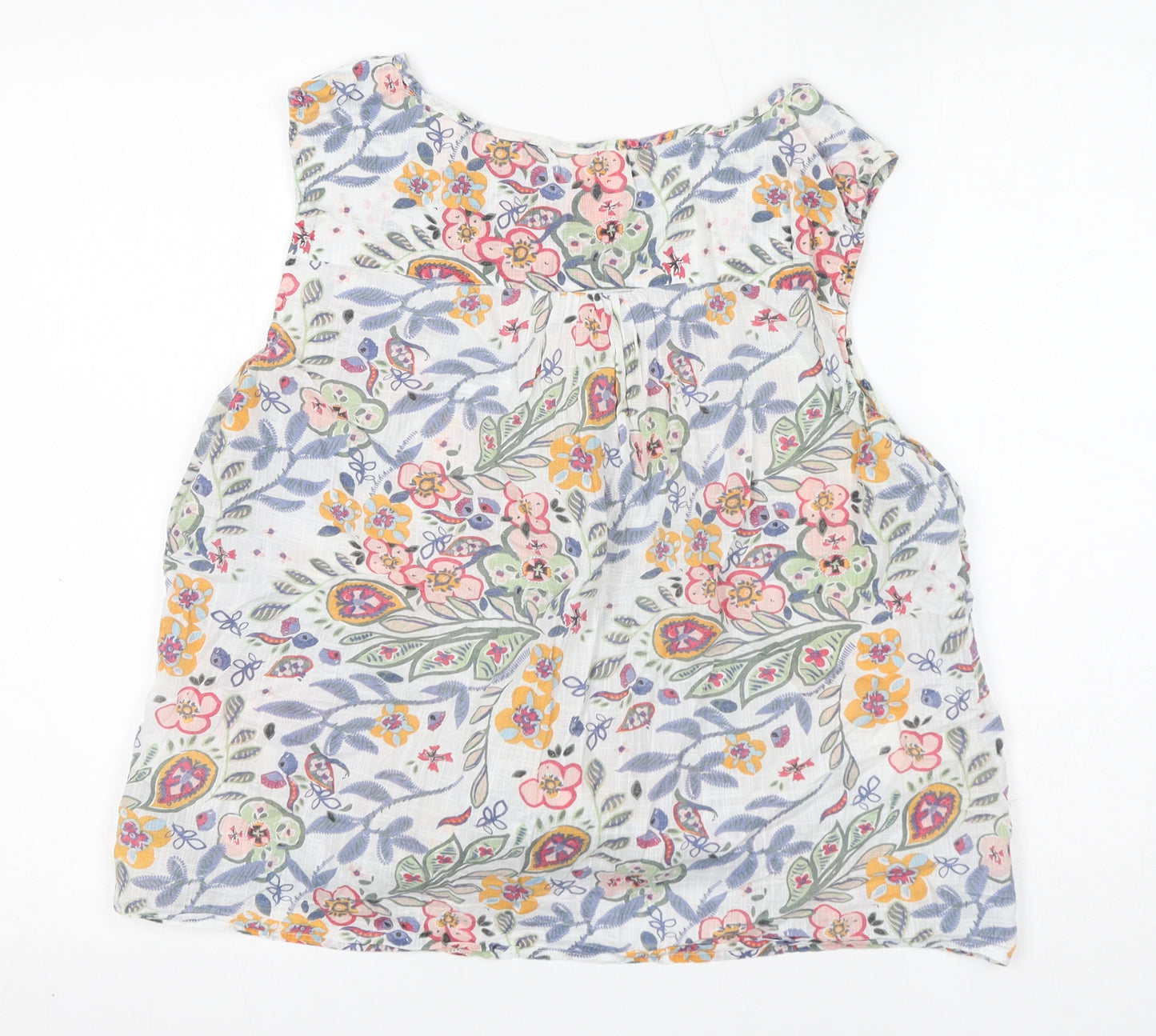 MANTARAY PRODUCTS Womens Multicoloured Floral 100% Cotton Basic Tank Size 18 V-Neck