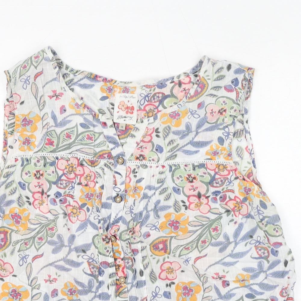 MANTARAY PRODUCTS Womens Multicoloured Floral 100% Cotton Basic Tank Size 18 V-Neck