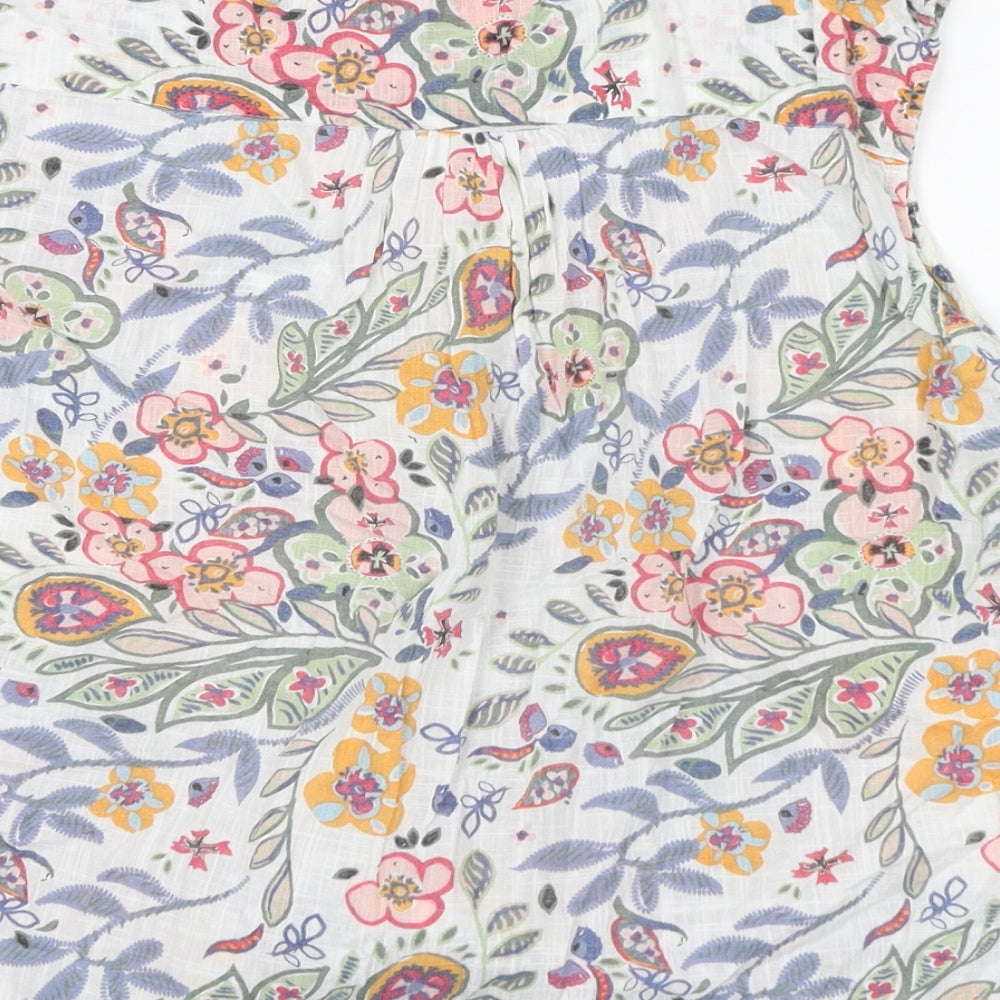 MANTARAY PRODUCTS Womens Multicoloured Floral 100% Cotton Basic Tank Size 18 V-Neck