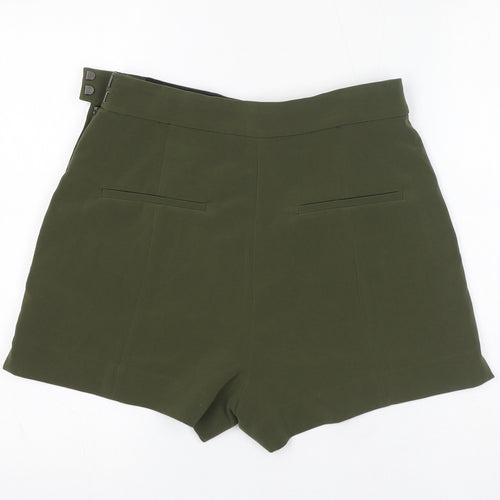 H&M Womens Green Polyester Basic Shorts Size 8 L15 in Regular Zip