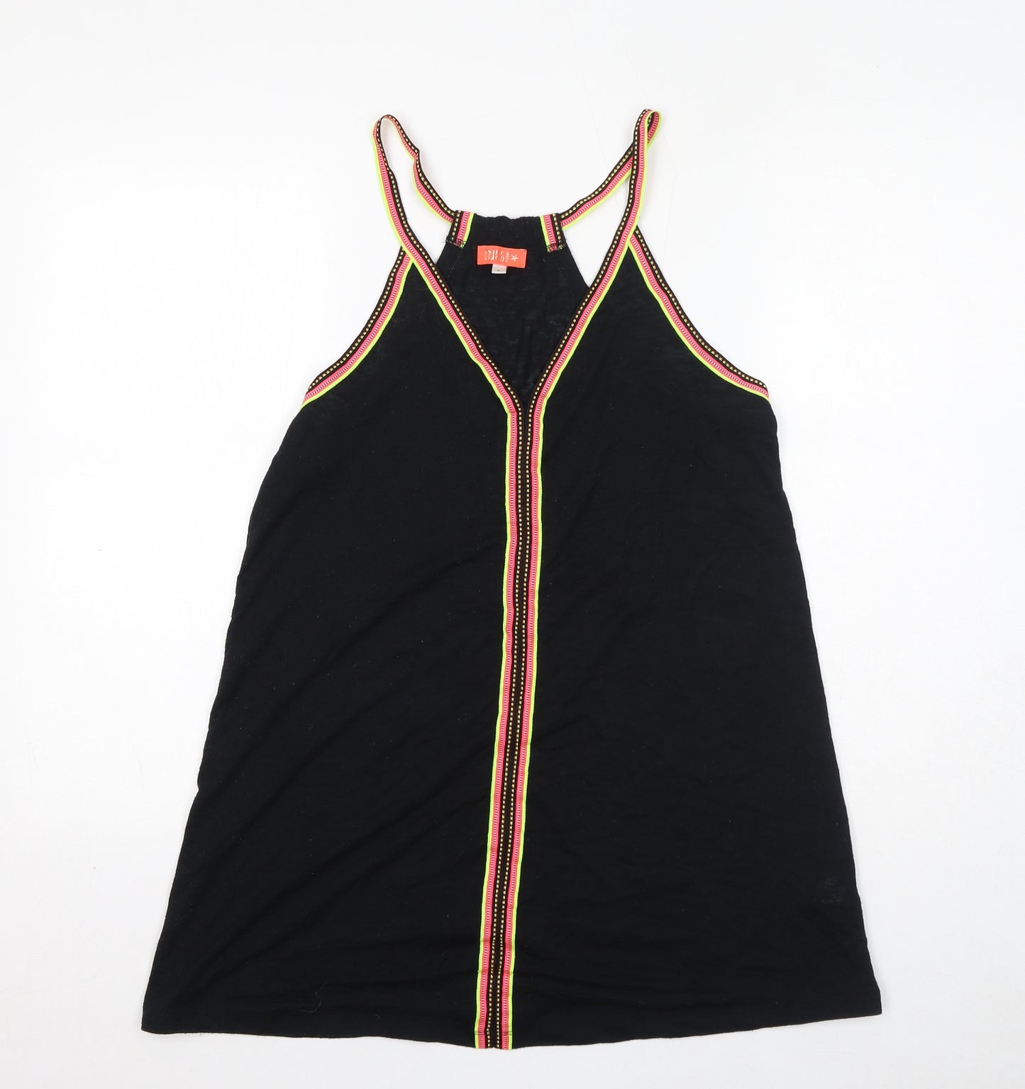 River Island Womens Black Polyester Tank Dress Size S V-Neck Pullover
