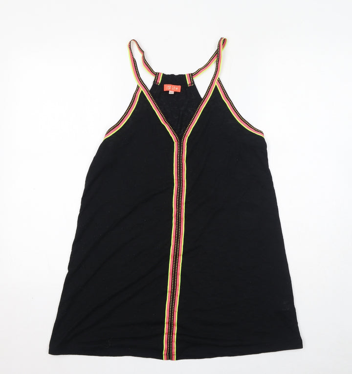 River Island Womens Black Polyester Tank Dress Size S V-Neck Pullover