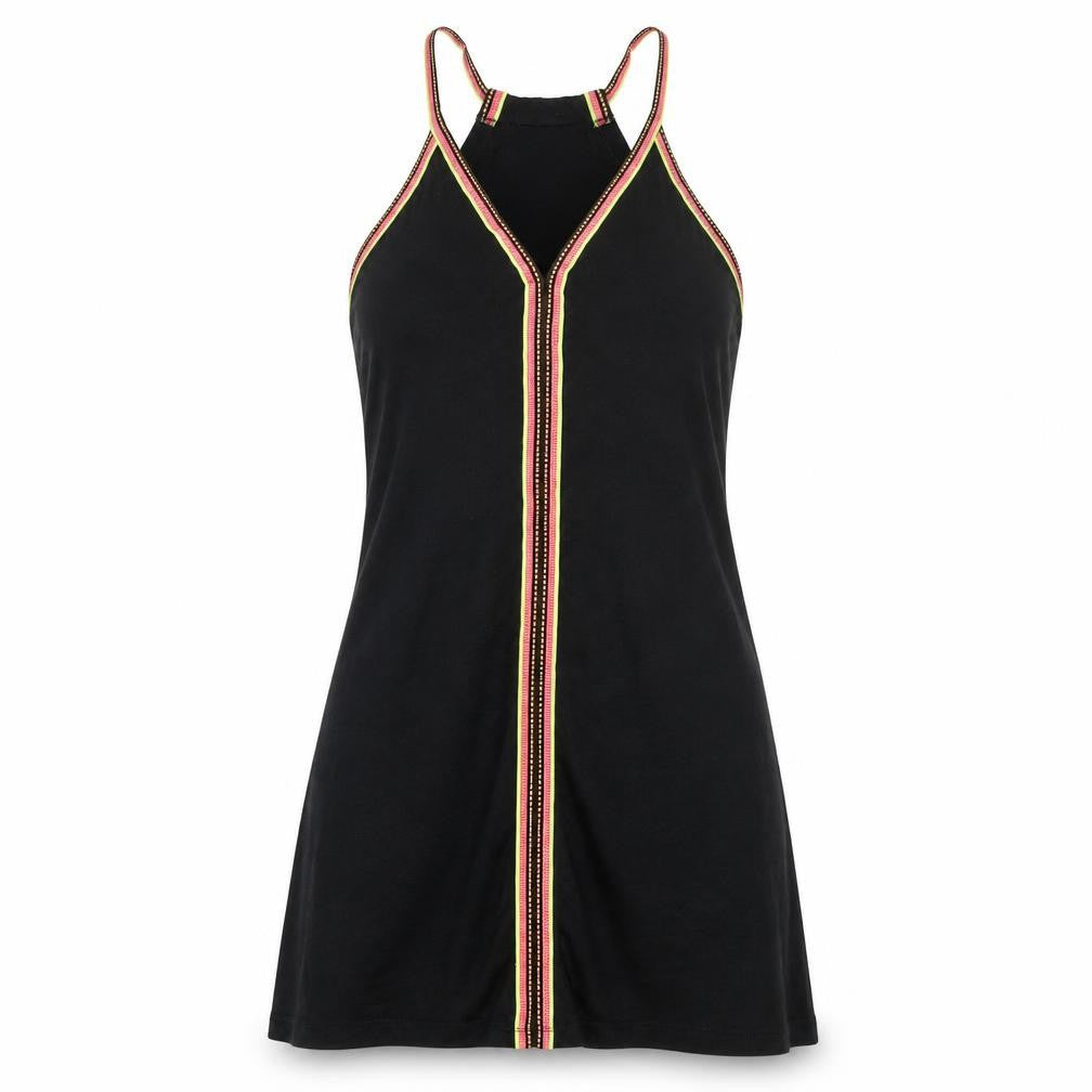 Front view of River Island women’s black polyester tank dress, size S, v-neck pullover