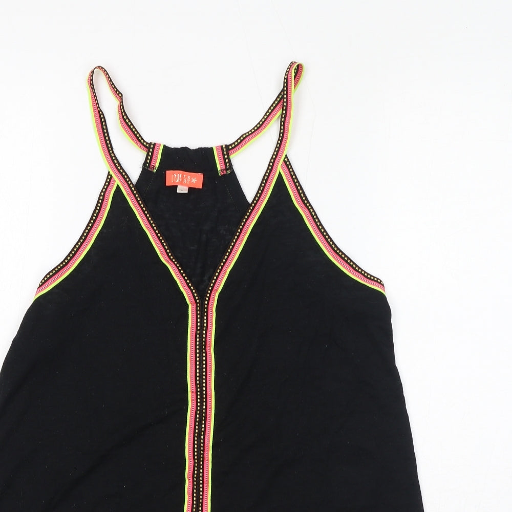 River Island Womens Black Polyester Tank Dress Size S V-Neck Pullover