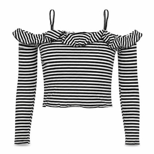 Pins & Needles Womens White Striped Viscose Cropped Blouse Size S Off the Shoulder