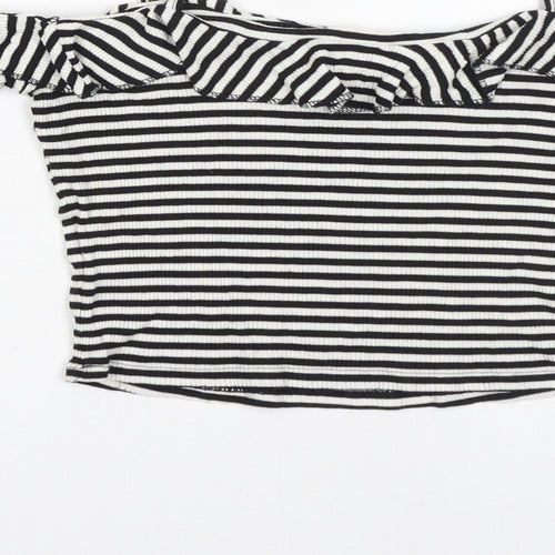 Pins & Needles Womens White Striped Viscose Cropped Blouse Size S Off the Shoulder