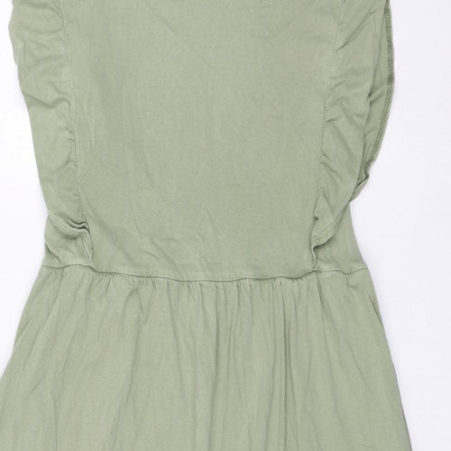 NEXT Womens Green 100% Cotton Fit & Flare Size 12 Round Neck Pullover