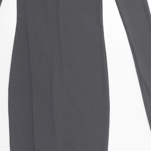 PRETTYLITTLETHING Womens Grey Polyester Bodycon Size 8 Off the Shoulder Pullover