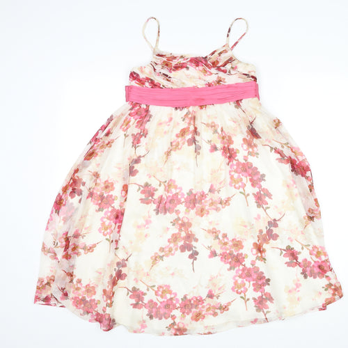 Monsoon Girls Multicoloured Floral Polyester A-Line Size 9-10 Years Round Neck Zip