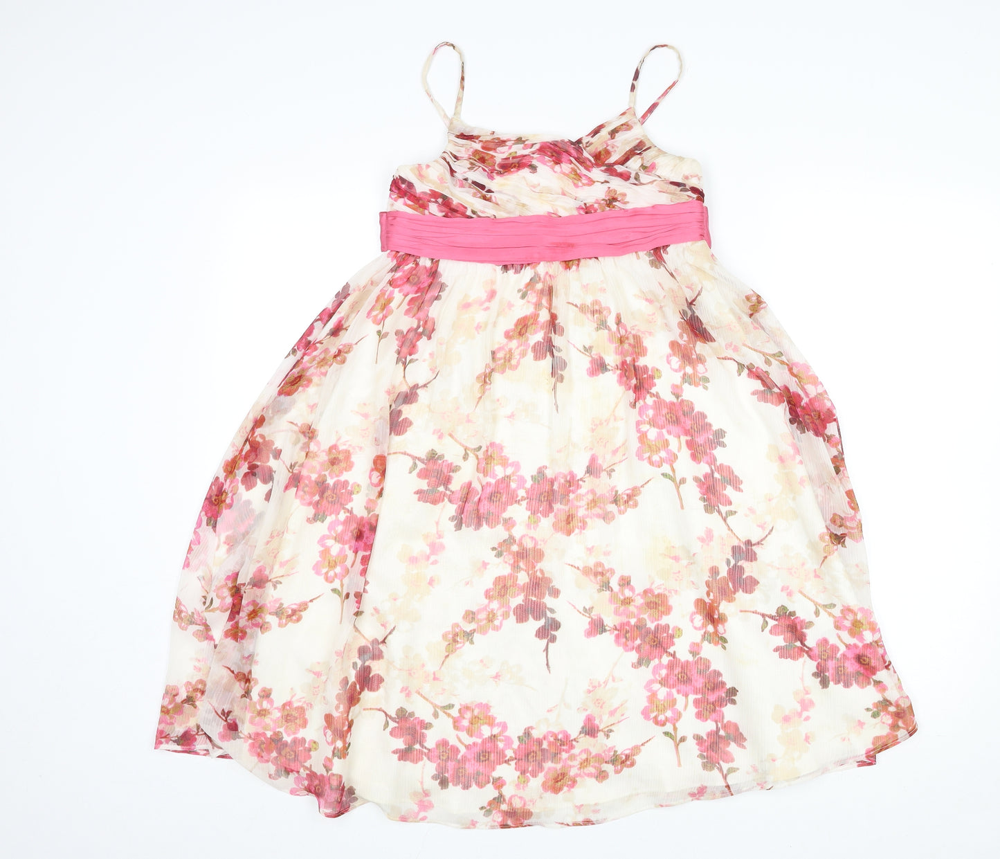 Monsoon Girls Multicoloured Floral Polyester A-Line Size 9-10 Years Round Neck Zip