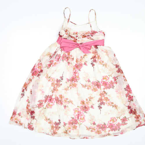 Monsoon Girls Multicoloured Floral Polyester A-Line Size 9-10 Years Round Neck Zip