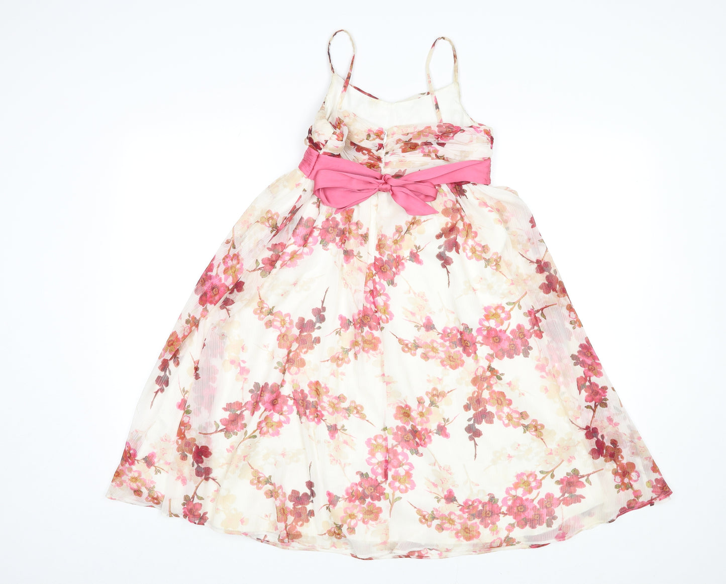 Monsoon Girls Multicoloured Floral Polyester A-Line Size 9-10 Years Round Neck Zip