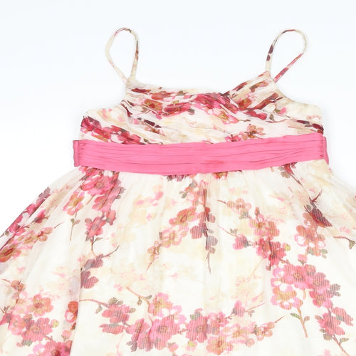 Monsoon Girls Multicoloured Floral Polyester A-Line Size 9-10 Years Round Neck Zip