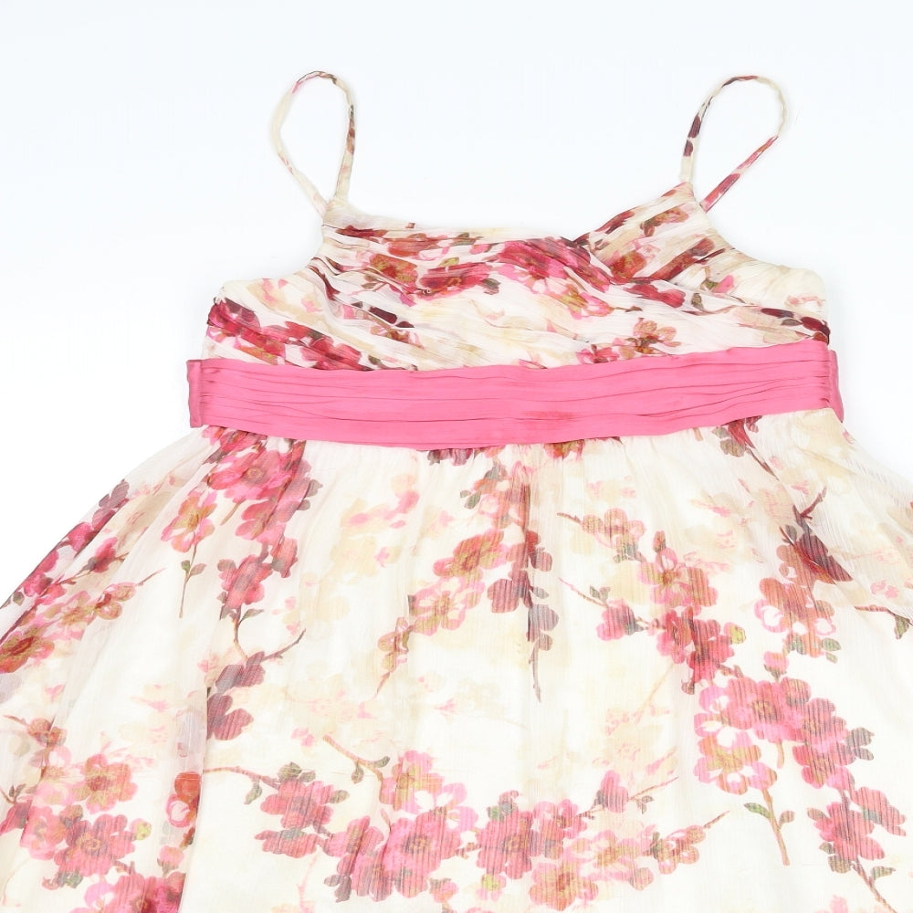 Monsoon Girls Multicoloured Floral Polyester A-Line Size 9-10 Years Round Neck Zip
