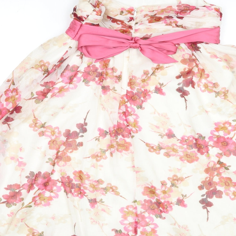 Monsoon Girls Multicoloured Floral Polyester A-Line Size 9-10 Years Round Neck Zip