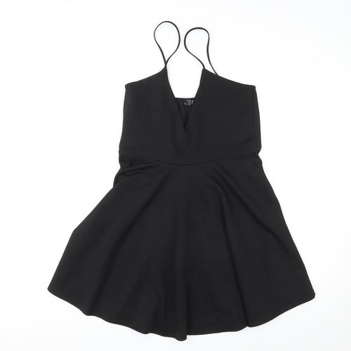 Missguided Womens Black Polyester Mini Size 14 V-Neck Pullover