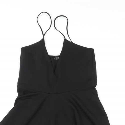 Missguided Womens Black Polyester Mini Size 14 V-Neck Pullover