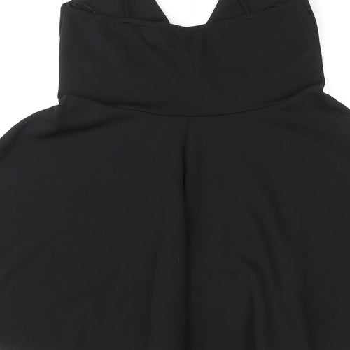 Missguided Womens Black Polyester Mini Size 14 V-Neck Pullover