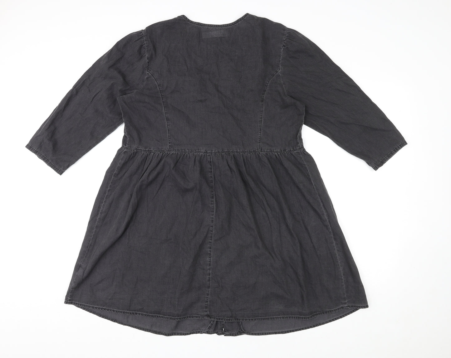 ASOS Womens Black Cotton A-Line Size 12 V-Neck Button