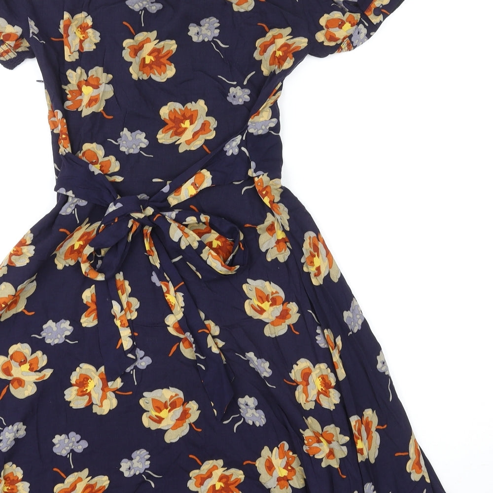 Warehouse Womens Multicoloured Floral Viscose Fit & Flare Size 8 Round Neck Pullover