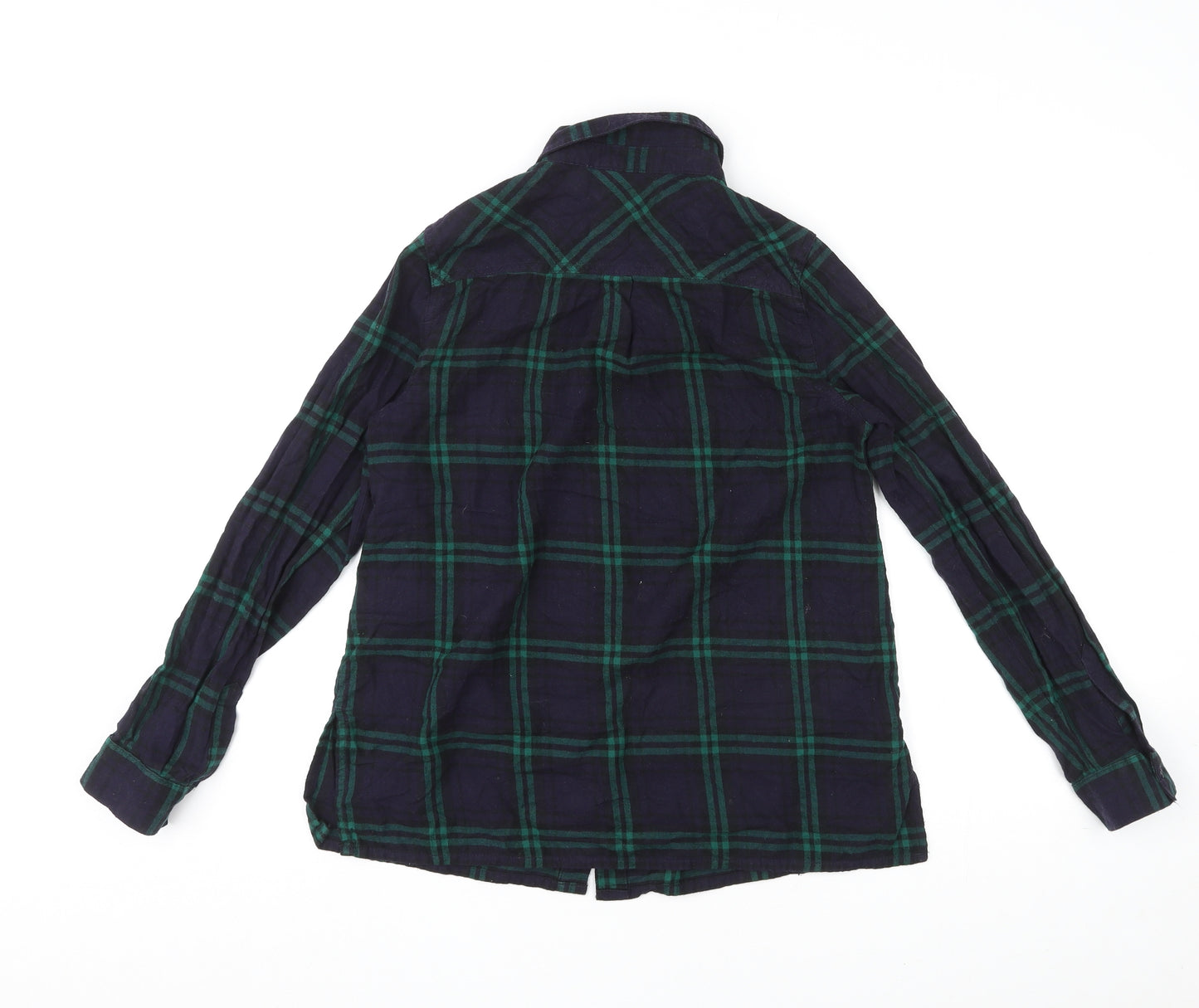 New Look Womens Multicoloured Plaid Cotton Basic Button-Up Size 10 Collared