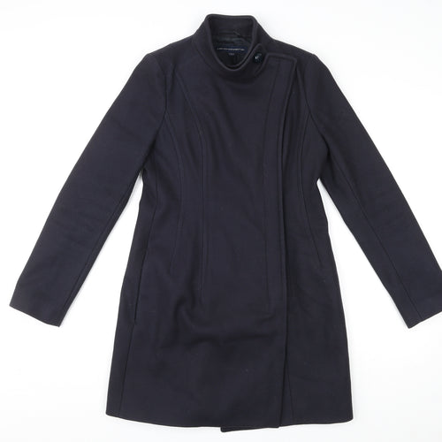 French Connection Womens Blue Overcoat Coat Size 8 Zip