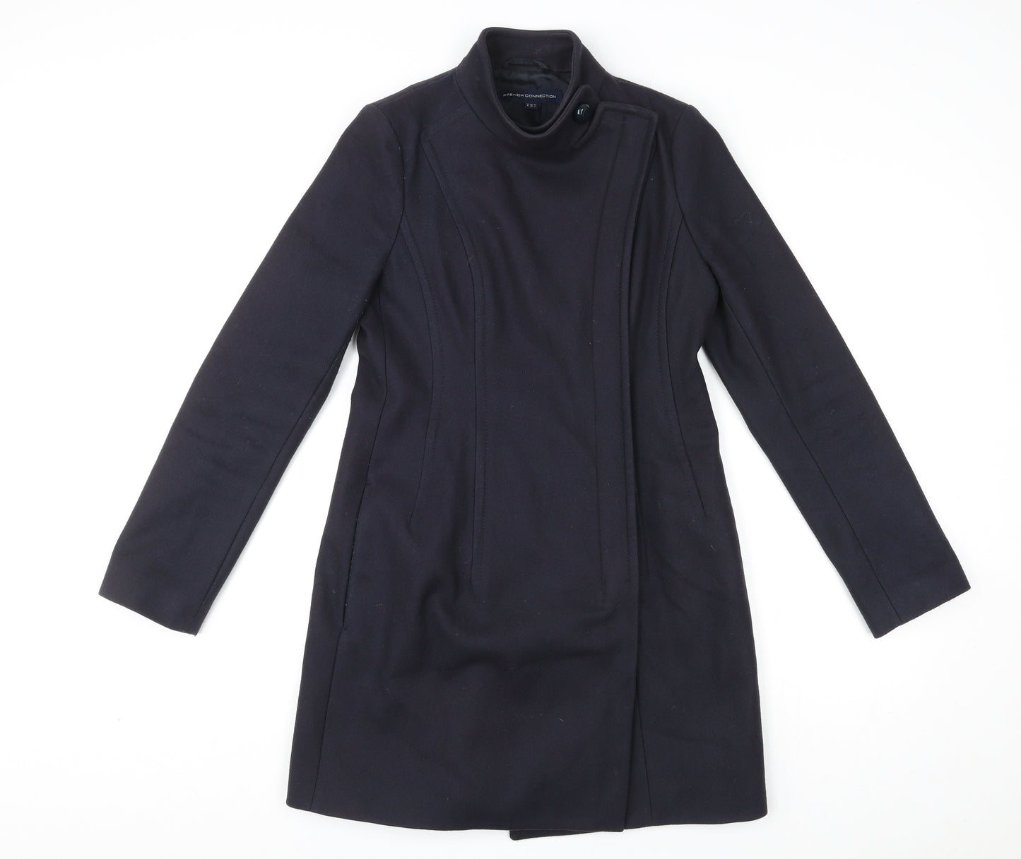 French Connection Womens Blue Overcoat Coat Size 8 Zip
