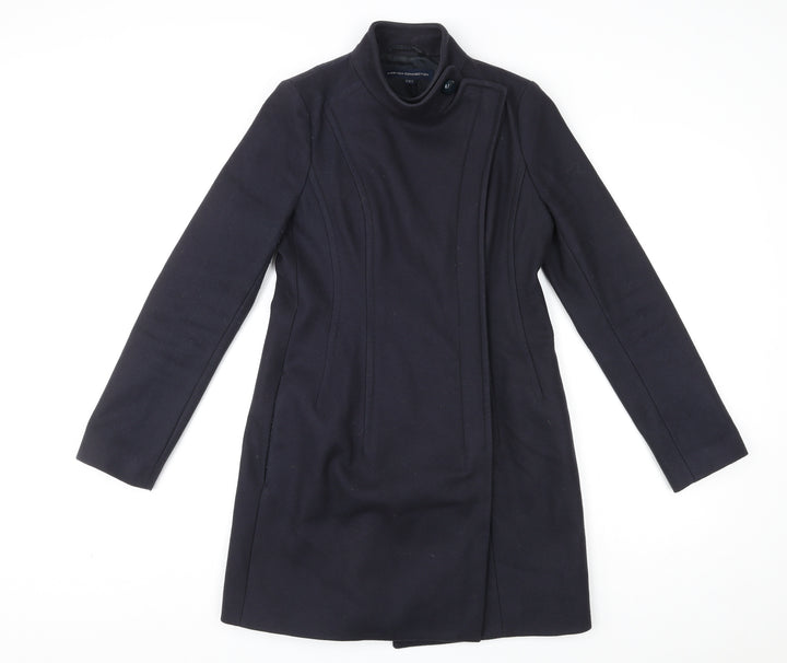 French Connection Womens Blue Overcoat Coat Size 8 Zip
