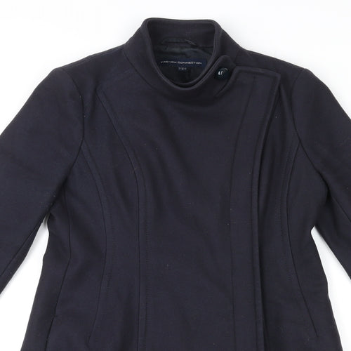 French Connection Womens Blue Overcoat Coat Size 8 Zip