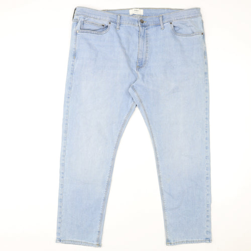 Marks and Spencer Womens Blue Cotton Straight Jeans Size 42 in L29 in Slim Zip
