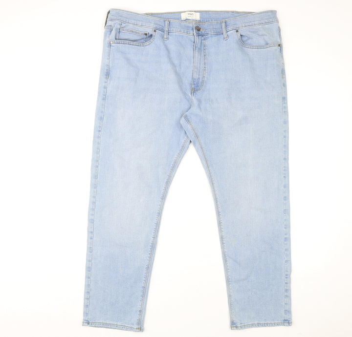 Marks and Spencer Womens Blue Cotton Straight Jeans Size 42 in L29 in Slim Zip